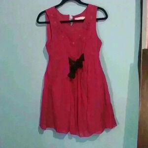 M M couture pink mini dress size M cotton silk boho